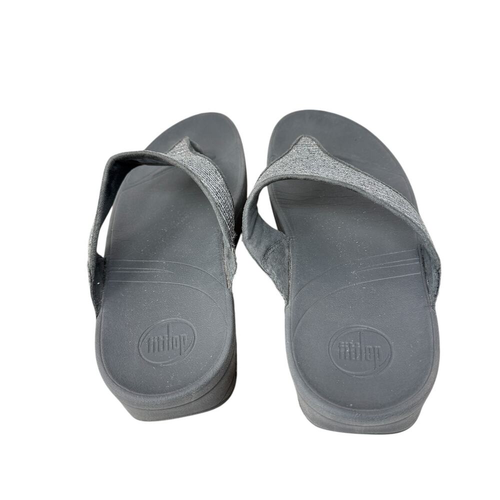 FitFlop Lulu Superglitz Silver Flip Flop Thong Sandals Summer Vacation Womens 10 - Picture 5 of 8